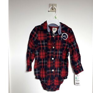 OshKosh B'gosh Baby Boys Plaid Woven Bodysuit 18M NWT